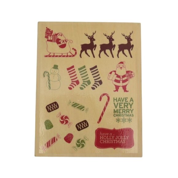 Christmas Holiday Rubber Stamp Set With Ink Pads - Picture 1 of 3